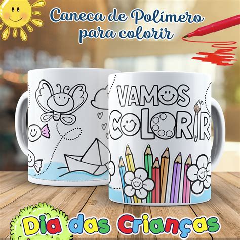 Caneca De Pol Mero Para Colorir Dia Das Crian As Elo