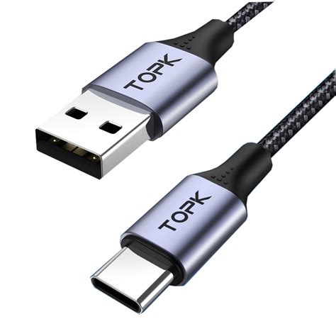 KABEL PRZEWÓD USB DO USB TYPU C SZYBKIE ŁADOWANIE QC3 1metr TOPK Oplot