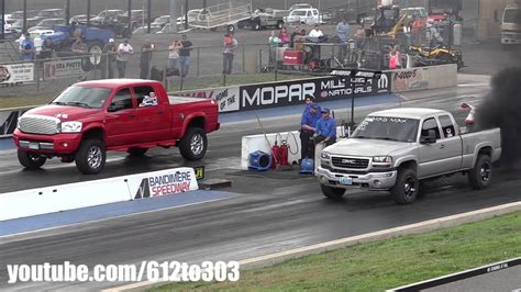 Dodge Ram Cummins Diesel Vs Duramax Drag Race Youtube