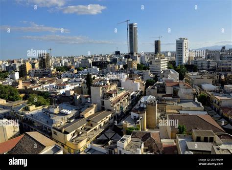 View Over Nicosia Cityscape Looking South East With Modern Skyscrapers