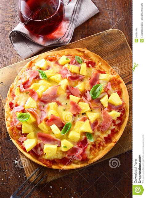 Delicious Ham And Pineapple Pizza Stock Photo Image Of Food Baked