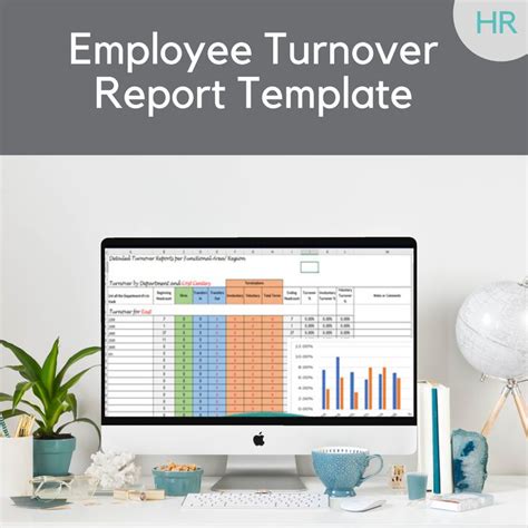 An Employee Turnover Report Is Displayed On A Computer Screen Next To