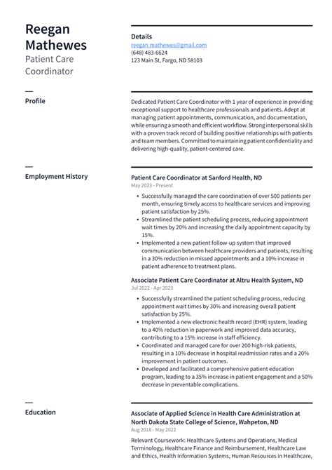 Patient Care Coordinator Resume Examples And Templates