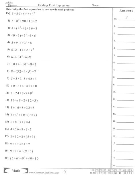 Order Of Operation Worksheets Grade