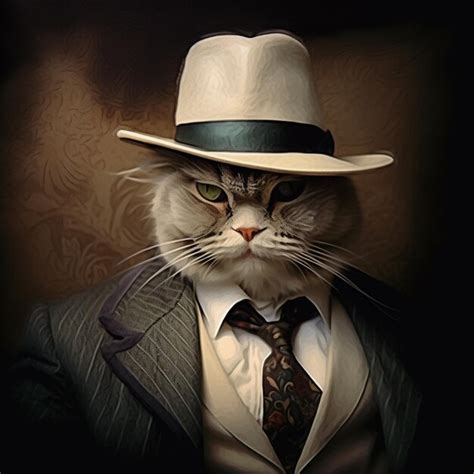 Premium Ai Image Araffe Cat Wearing A Suit And Tie With A Hat On