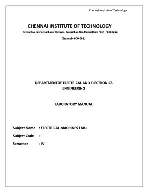 Fillable Online Citchennai Edu Chenai Institute Of Technology Em Lab