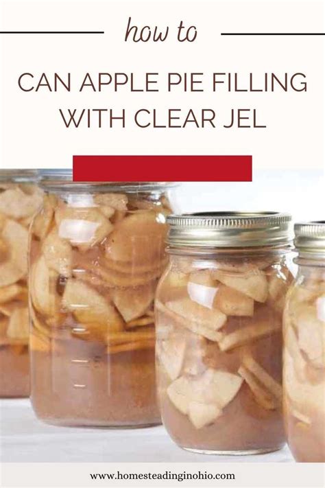 four jars filled with apple pie filling and text overlay reads how to ...