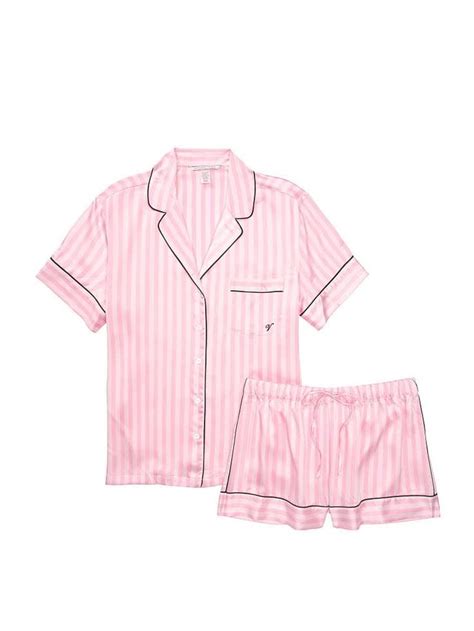 Victorias Secret Satin Short Pajama Set Silk Pajamas Pj Set For