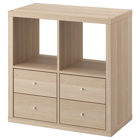 Kallax Shelving Unit With Drawers White Stained Oak Effect X Cm