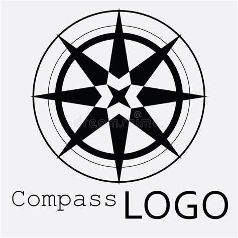 Black And White Compass Logo Vector Icon Rose Of Wind Stock Vector Illustration Of