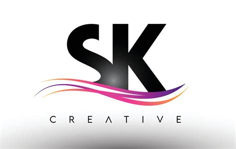 Sk Logo Letter Design Icon Sk Letters With Colorful Creative Swoosh