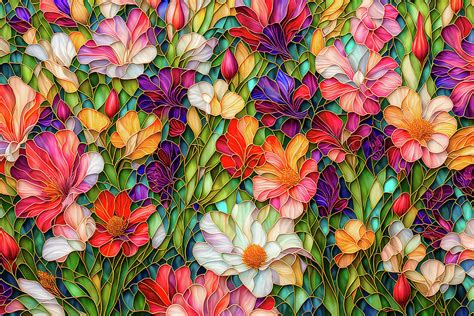 Stained Glass Flower Garden Digital Art by Peggy Collins - Pixels