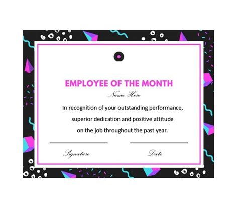 Employee Of The Month Award Certificate