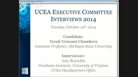 Ucea Executive Committee Interviews Terah Venzant Chambers Youtube