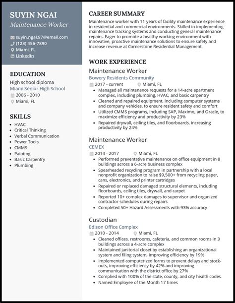 Maintenance Worker Resume Examples That Work In