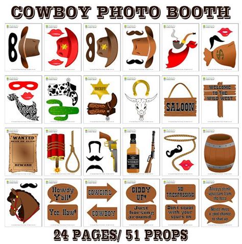 Printable Cowboy Photo Booth Propsphoto Booth Sign Wild West Photo