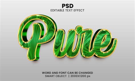 Effet De Texte Modifiable 3d De Couleur Verte Pure Psd Premium Avec