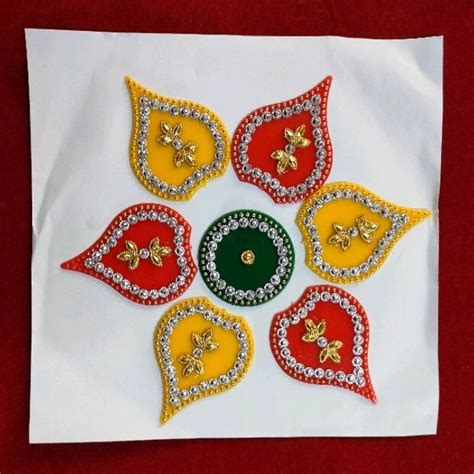 Multicolor 6 INCHES Acrylic Rangoli Sticker For Decoration Packaging