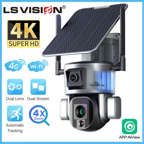 LS VISION 4K 8MP Solar Camera 4G/WIFI 4X Optical Zoom Dual Lens IP CCTV ...