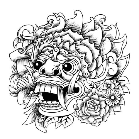 Barong Balinese Mask Vector Illustration In 2024 Barong Vector Illustration Traditional