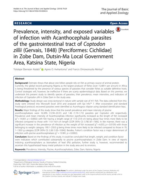 (PDF) Prevalence, intensity, and exposed variables of infection with ...