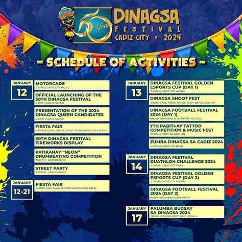 Dinagsa Festival, Cadiz City | Schedule of Activities