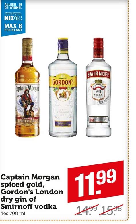 Captain Morgan Spiced Gold Gordon S London Dry Gin Of Smirnoff Vodka