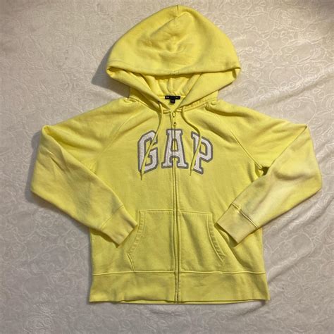 Gap Logo Yellow Zip Up Hoodie Some Pilling On The Depop