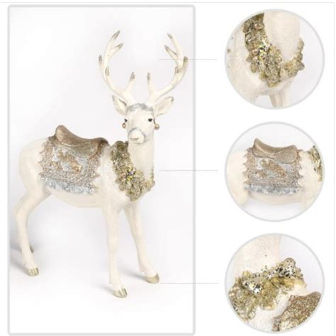 Reindeer-Figurine Christmas-Decorations Standing Deer Statue - Cream ...