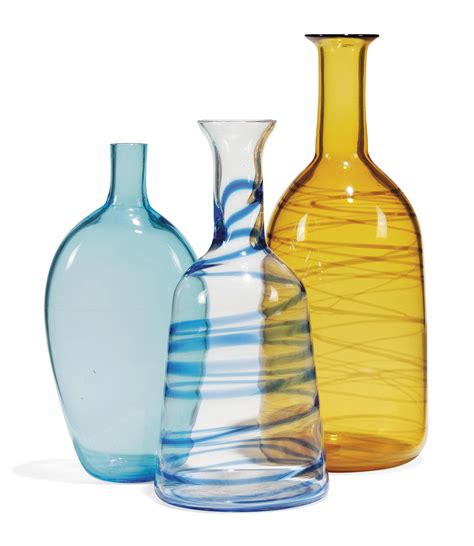 THREE MODERN ITALIAN STUDIO GLASS VASES , THE FIRST TWO SIGNED PICCPO ...