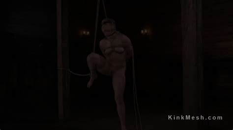 Hogtied Brunette Caned And Toyed