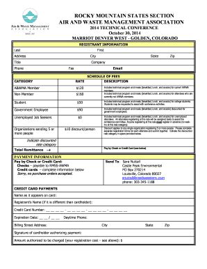 Fillable Online Awma Rmss Registration Form Rocky Mountain States