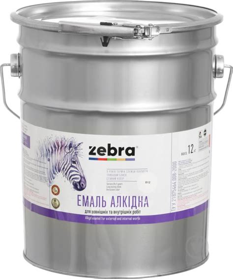 ᐉ Эмаль ZEBRA алкидная ПФ-116 серия Акварель 812 белый глянец 12 кг ...