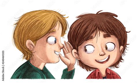 niños hablando en secreto Stock Illustration Adobe Stock