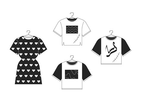 New And Repaired Clothes Black And White 2d Line Cartoon Objects Set