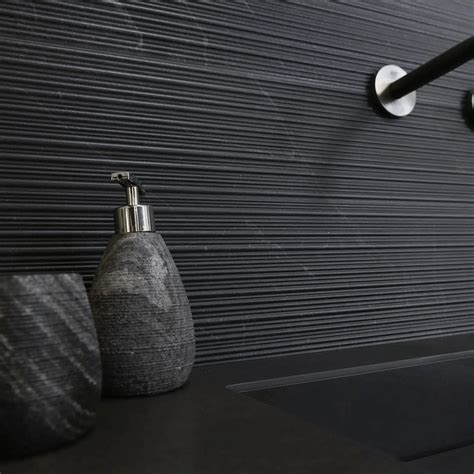 Shale Dark Ribbed Matt Porcelain Tile X Cm Black T C