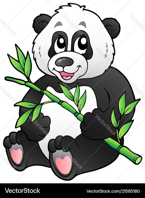 Cartoon panda eating bamboo Royalty Free Vector Image