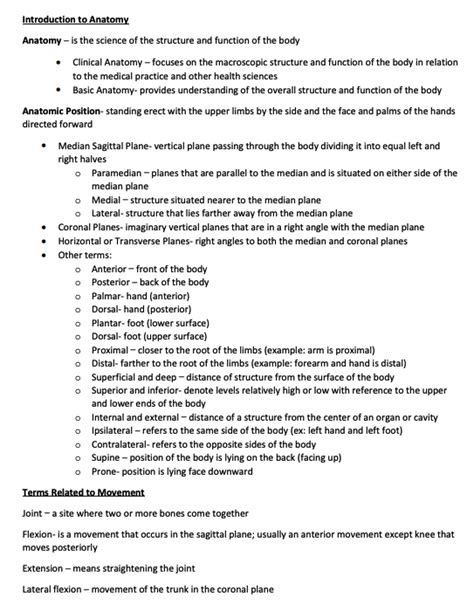 Introduction To Basic Anatomy NoteXchange