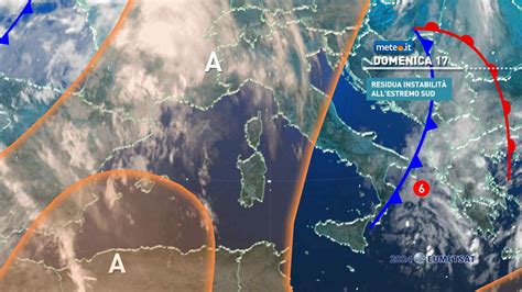 Meteo instabile al Sud Lunedì 18 veloce perturbazione