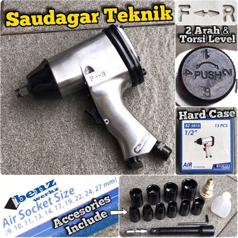 Jual Air Impact Wrench Set Inch Twin Hammer Bor Impact Alat Buka