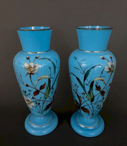 Paire De Vases En Opaline Xixe D Cor Floral Maill Rehauts Dor S H