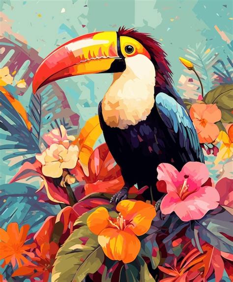 Ilustra O De P Ssaro Tucano Floresta Tropical Personagem Bonito Tucano