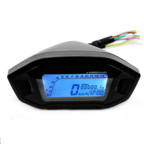 Universal รถจกรยานยนต LCD Digital Speedometer วดระยะทาง 7 ส