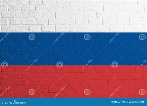 Flag Of Russia Brick Wall Texture Of The Flag Of Russia Stock