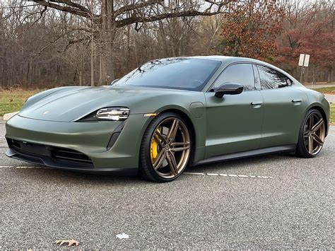 Porsche Taycan S In Matte Green With Inch Bronze Vr Forged D