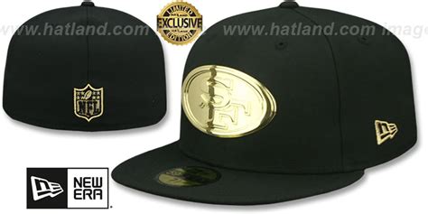 San Francisco 49ers GOLD METAL-BADGE Black Fitted Hat