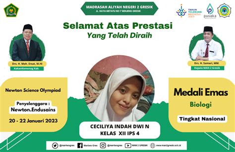 Ceciliyah Raih Medali Emas Tingkat Nasional Man Gresik