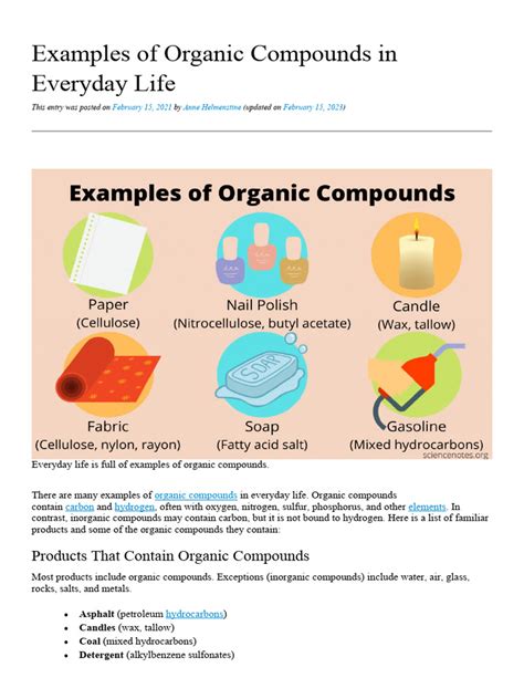 Examples of Organic Compounds in Everyday Life | PDF | Organic ...