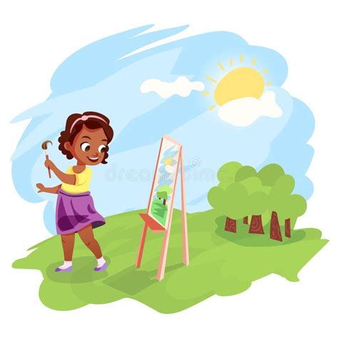 Cartoon Drawing Girl Painting Easel Stock Illustrations – 689 Cartoon Drawing Girl Painting ...