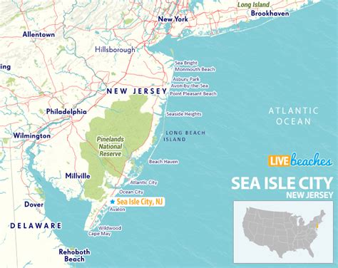 Map of Sea Isle City, New Jersey - Live Beaches